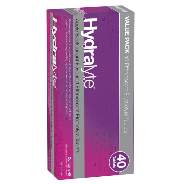 Hydralyte Effervescent Apple Blackcurrant 40 Tablets