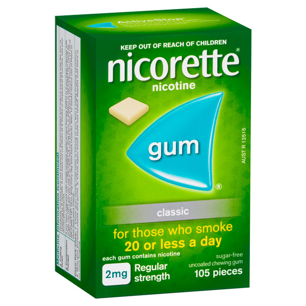 Nicorette Regular Strength Classic Chewing Gum 2mg - 105 Pieces