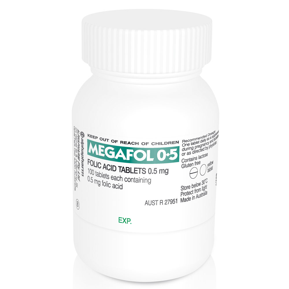 Megafol Folic Acid 0.5mg - 100 Tablets