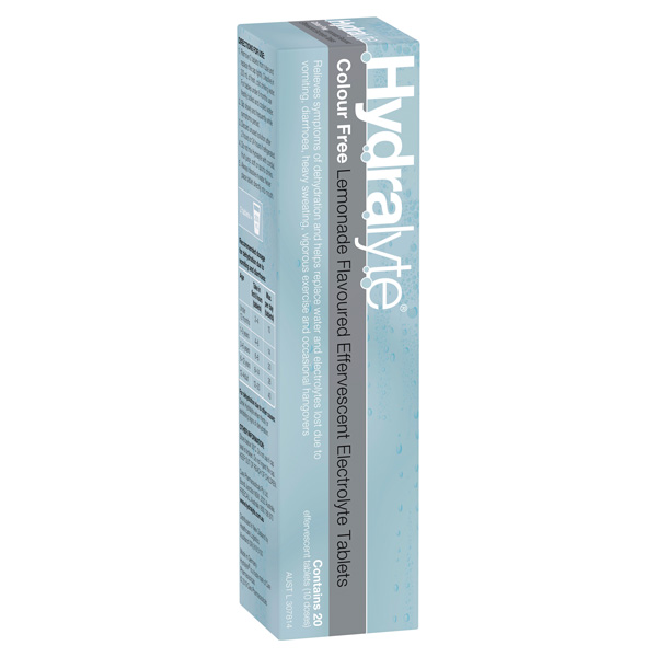 Hydralyte Effervescent Colour Free Lemonade - 20 Tablets