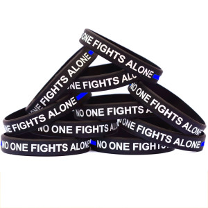 10 of Blue Line No One Fights Alone Wristbands