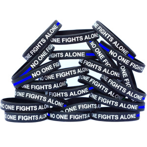20 of Blue Line No One Fights Alone Wristbands