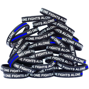 30 of Blue Line No One Fights Alone Wristbands