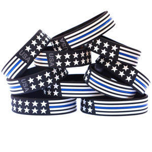 10 of Bold Flag Blue Line Wristbands