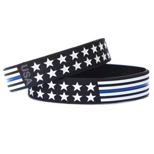 2 of Bold Flag Blue Line Wristbands 2 of Bold Flag Blue Line Wristbands