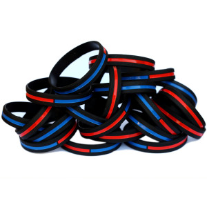 20 of Combined Red and Blue Line Wristbands