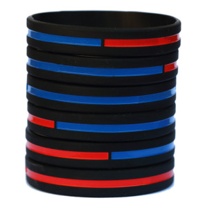 5 of Combined Red and Blue Line Wristbands