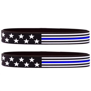 2 of Flag Thin Blue Line Wristbands