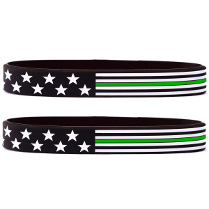 2 of Flag Thin Green Line Wristbands