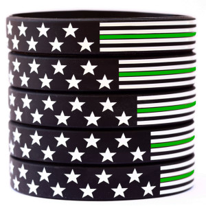 5 of Flag Thin Green Line Wristbands