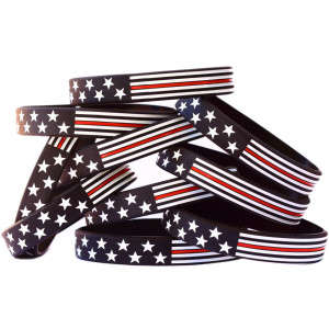 100 of Flag Thin Red Line Wristbands
