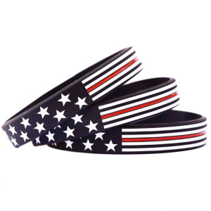 3 of Flag Thin Red Line Wristbands