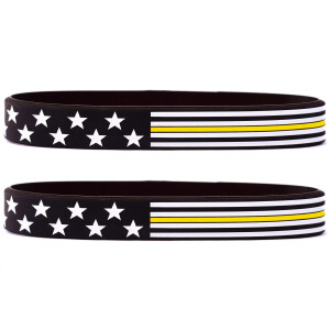 2 of Flag Thin Yellow Line Wristbands