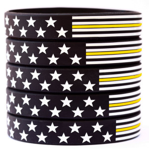 5 of Flag Thin Yellow Line Wristbands
