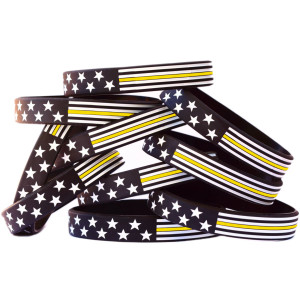 50 of Flag Thin Yellow Line Wristbands