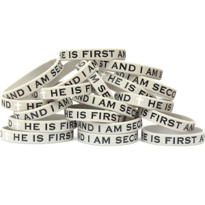 100 of He is First and I am Second Wristbands