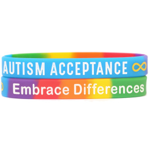 2 of Infinity Sign Rainbow Autism Acceptance Wristbands
