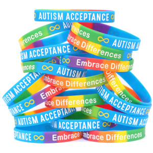 20 of Infinity Sign Rainbow Autism Acceptance Wristbands