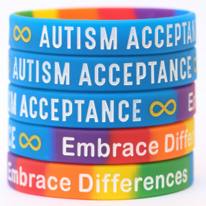 5 of Infinity Sign Rainbow Autism Acceptance Wristbands