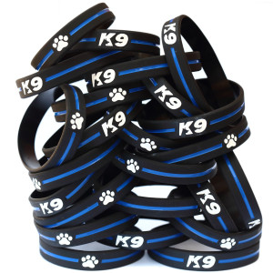 100 of K9 Bracelets Thin Blue Line Wristbands