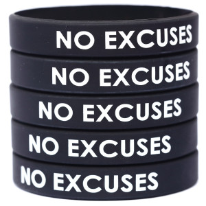 5 of No Excuses Wristbands