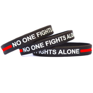 3 of No One Fights Alone Thin Red Line Wristbands