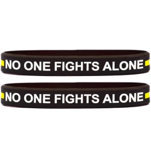2 of No One Fights Alone Thin Yellow Line Wristbands