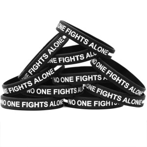 10 of No One Fights Alone White Line Wristbands