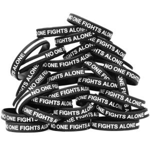 100 of No One Fights Alone White Line Wristbands