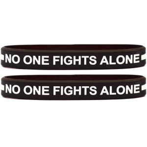 2 of No One Fights Alone White Line Wristbands