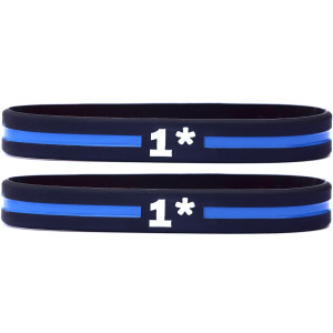 2 of One Asterisk Bracelets Thin Blue Line Wristbands