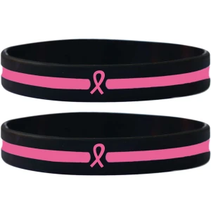 2 of Pink Ribbon Bracelets Thin Pink Line Wristbands