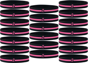 20 of Pink Ribbon Bracelets Thin Pink Line Wristbands 20 of Pink Ribbon Bracelets Thin Pink Line Wristbands