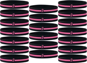 20 of Pink Ribbon Bracelets Thin Pink Line Wristbands