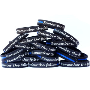 20 of Remember the Fallen Thin Blue Line Wristbands