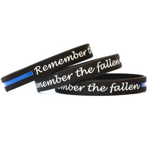 3 of Remember the Fallen Thin Blue Line Wristbands