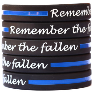5 of Remember the Fallen Thin Blue Line Wristbands