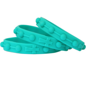 3 of Rosary Teal Wristbands