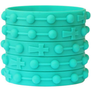 5 of Rosary Teal Wristbands