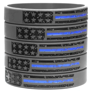 5 of Vintage Flag Thin Blue Line Wristbands