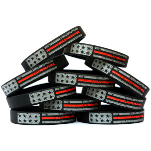 10 of Worn Distressed Flag Red Line Wristbands