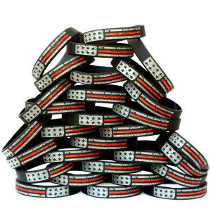 50 of Worn Distressed Flag Red Line Wristbands