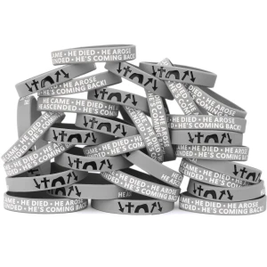 50 of He Came He Died He Arose He's Coming Back Wristbands