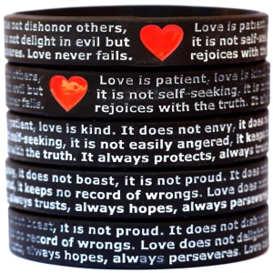 100 of Love is Patient Love is Kind 1 Corinthians 13:4-8 Wristbands