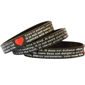 3 of Love is Patient Love is Kind 1 Corinthians 13:4-8 Wristbands
