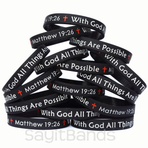 15 of With God All Things Are Possible Matthew 29:26 Wristbands