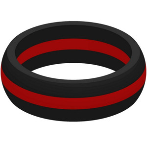 Thin Red Line Silicone Ring - 9mm Wide