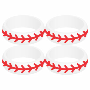 Four (4) of Baseball Silicone Rings