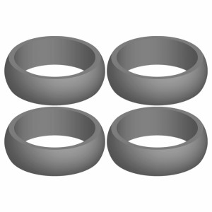 Four (4) of Solid Gray Silicone Rings