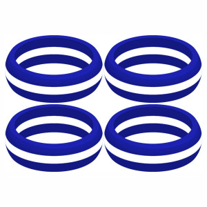 Four (4) of Thin White Line Silicone Rings
